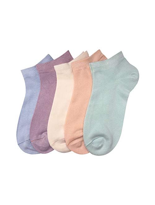 Serisimple Women Bamboo Ankle Socks Ankle Length Thin Sock Odor Resistant Low Cut Sock 5 Pairs