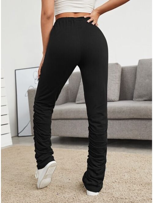 SHEIN Solid Stacked Pants