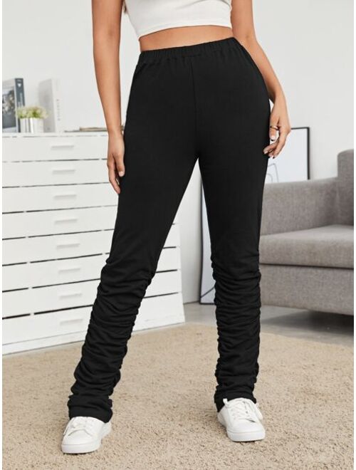 SHEIN Solid Stacked Pants