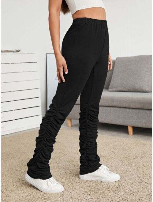 SHEIN Solid Stacked Pants