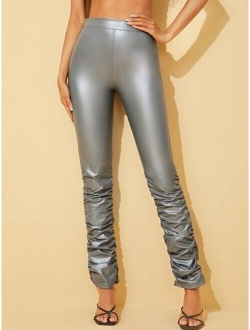 SXY High Waist Stacked PU Leather Pants