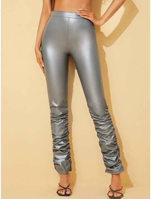 SHEIN SXY High Waist Stacked PU Leather Pants