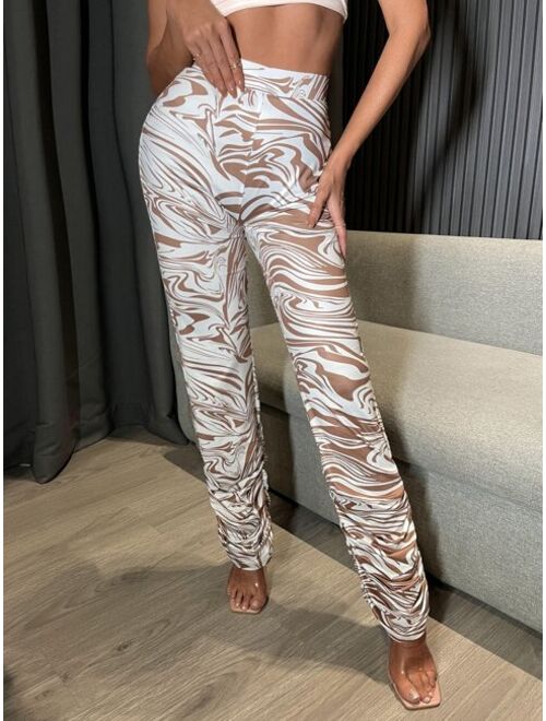 Shein Marble Print Stacked Pants