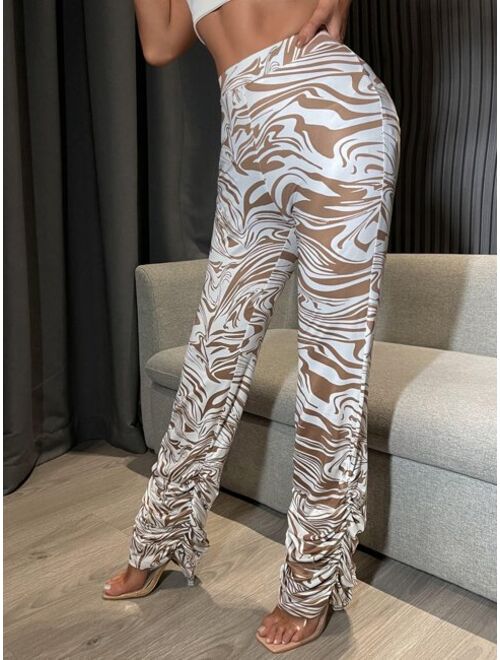 Buy Shein Marble Print Stacked Pants online | Topofstyle