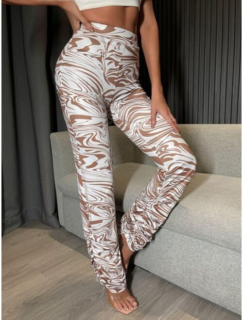 Buy Shein Marble Print Stacked Pants online | Topofstyle