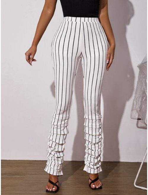 SHEIN SXY High Waist Striped Print Stacked Pants