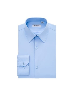 FAHIZO Men's Dress Shirt Long Sleeve Stretch Regular Fit Button Up Shirts