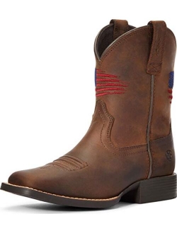 Kids Boys Patriot Ii Distressed Square Toe - Boots Mid Calf - Brown