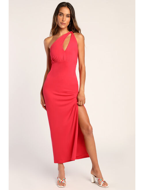 Lulus The Real Thing Hot Pink Asymmetrical One-Shoulder Maxi Dress