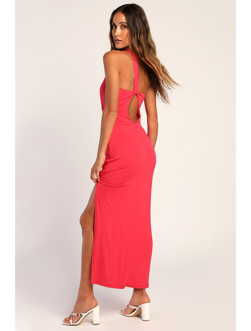 Lulus The Real Thing Hot Pink Asymmetrical One-Shoulder Maxi Dress