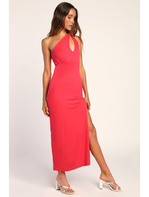 Lulus The Real Thing Hot Pink Asymmetrical One-Shoulder Maxi Dress