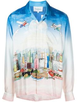 Casablanca Okinawa graphic cuban-collar shirt