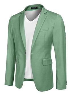 Mens Sport Coat Casual Blazer One Button Business Suit Jacket