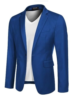 Mens Sport Coat Casual Blazer One Button Business Suit Jacket