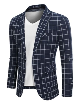 Mens Sport Coat Casual Blazer One Button Business Suit Jacket