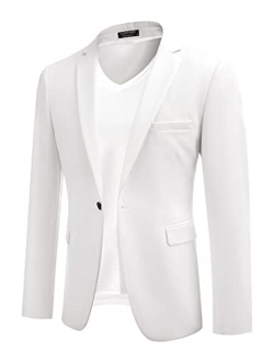 Mens Sport Coat Casual Blazer One Button Business Suit Jacket