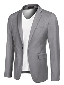 Mens Sport Coat Casual Blazer One Button Business Suit Jacket