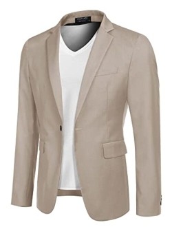 Mens Sport Coat Casual Blazer One Button Business Suit Jacket