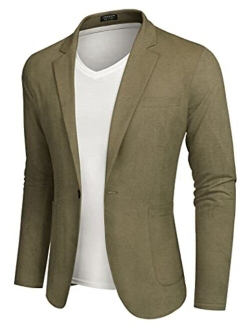 Men's Casual Sport Coat Regular Fit Lightweight Linen Blazer Jacket Stylish One Button Suit Jackets