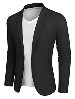 Men's Casual Sport Coat Regular Fit Lightweight Linen Blazer Jacket Stylish One Button Suit Jackets