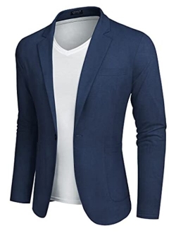 Men's Casual Sport Coat Regular Fit Lightweight Linen Blazer Jacket Stylish One Button Suit Jackets