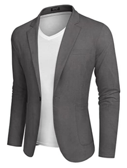 Men's Casual Sport Coat Regular Fit Lightweight Linen Blazer Jacket Stylish One Button Suit Jackets