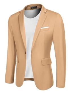 Men's Casual Blazer Jacket Slim Fit Sport Coats Lightweight One Button Suit Jacket