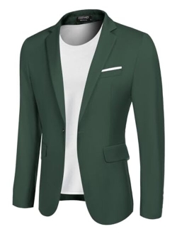 Men's Casual Blazer Jacket Slim Fit Sport Coats Lightweight One Button Suit Jacket