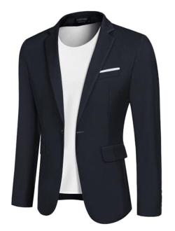 Men's Casual Blazer Jacket Slim Fit Sport Coats Lightweight One Button Suit Jacket