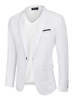 Men's Casual Blazer Jacket Slim Fit Sport Coats Lightweight One Button Suit Jacket