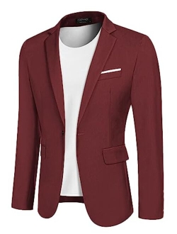 Men's Casual Blazer Jacket Slim Fit Sport Coats Lightweight One Button Suit Jacket