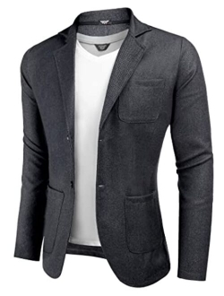 Men's Casual Blazers Cotton Slim Fit Sport Coats Lightweight Two Button Suit Jackets