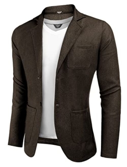 Men's Casual Blazers Cotton Slim Fit Sport Coats Lightweight Two Button Suit Jackets