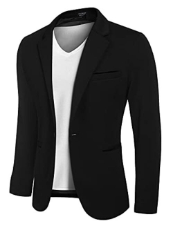 Men's Casual Blazer Jacket Slim Fit Sports Coat Business Suit Jackets One Button