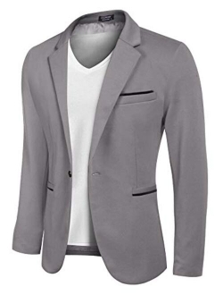 Men's Casual Blazer Jacket Slim Fit Sports Coat Business Suit Jackets One Button