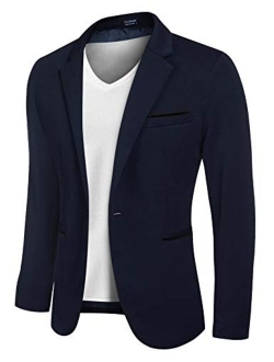 Men's Casual Blazer Jacket Slim Fit Sports Coat Business Suit Jackets One Button