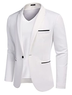 Men's Casual Blazer Jacket Slim Fit Sports Coat Business Suit Jackets One Button