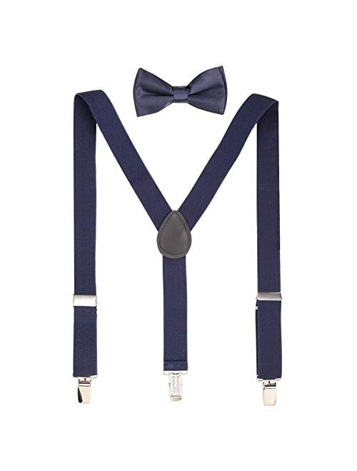 Diweiya Kids Suspenders and Bow Tie Sets Adjustable Suspenders for Boys