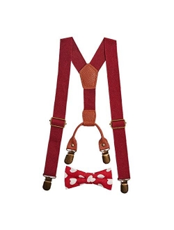 Gaulbay Child Kids Suspenders Bowtie Set - Adjustable Suspender Set for Boys