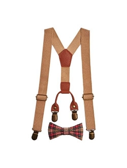 Gaulbay Child Kids Suspenders Bowtie Set - Adjustable Suspender Set for Boys