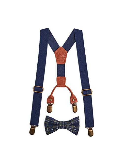 Gaulbay Child Kids Suspenders Bowtie Set - Adjustable Suspender Set for Boys