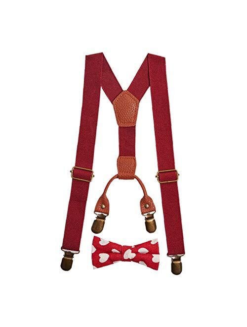 Gaulbay Child Kids Suspenders Bowtie Set - Adjustable Suspender Set for Boys