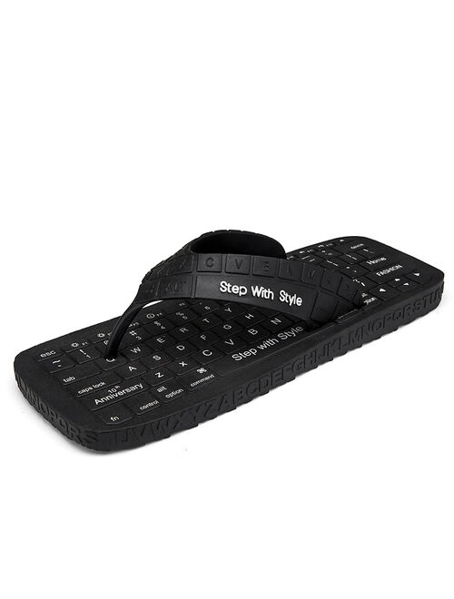 CINESSD Beach Sandals New Summer Keyboard Slippers Korean Version Trend Personality Outdoor Leisure Sandals and Slippers Male Flip Flops