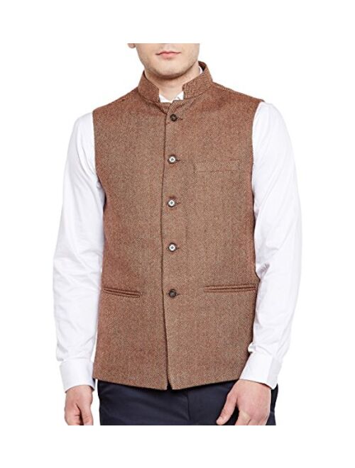 WINTAGE Men's Tweed Bandhgala Festive Nehru Jacket Waistcoat -3 Colors