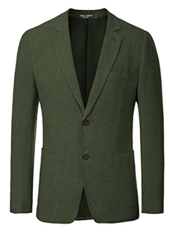 Men's Slim Fit Lightweight Linen Jacket Tailored Blazer Sport Coat