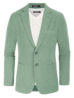 Men's Slim Fit Lightweight Linen Jacket Tailored Blazer Sport Coat