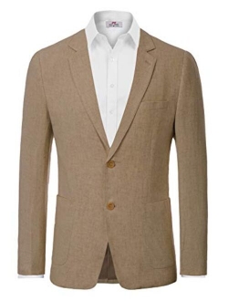 Men's Slim Fit Lightweight Linen Jacket Tailored Blazer Sport Coat