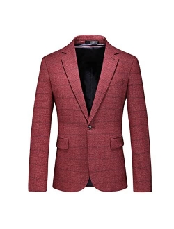 Kudoro Mens Plaid Blazer Sports Coat Casual Slim Fit Checkered Blazer for Men Wedding