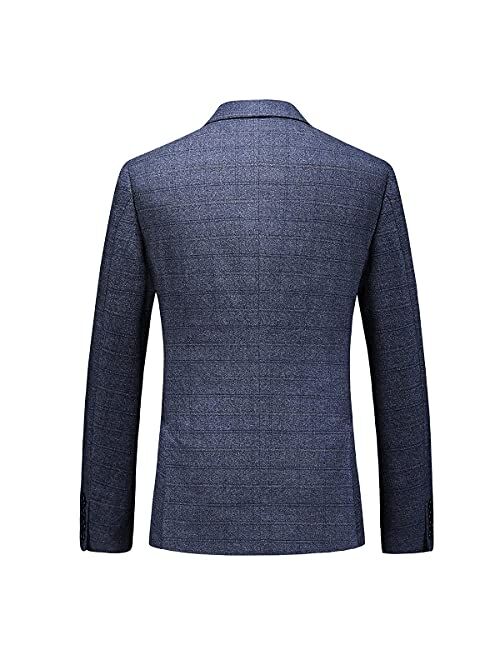 Kudoro Mens Plaid Blazer Sports Coat Casual Slim Fit Checkered Blazer for Men Wedding