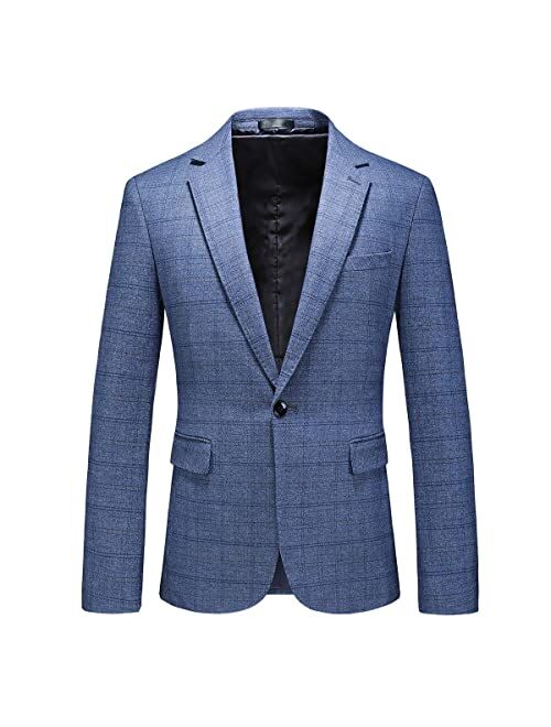 Kudoro Mens Plaid Blazer Sports Coat Casual Slim Fit Checkered Blazer for Men Wedding